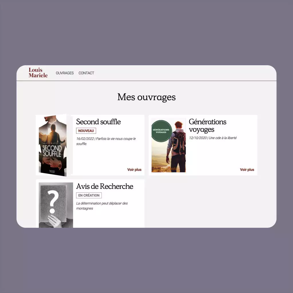 Page "Mes ouvrages" du site louismariele.fr
